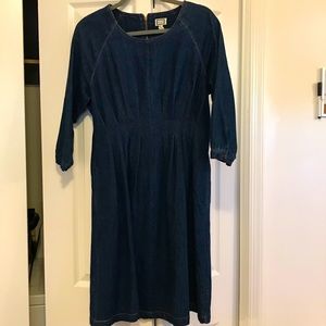 Denim knee-length dress